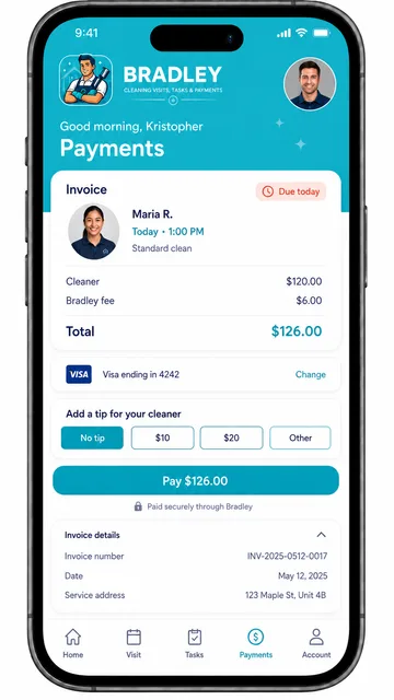 Pay invoice with platform fee and tip